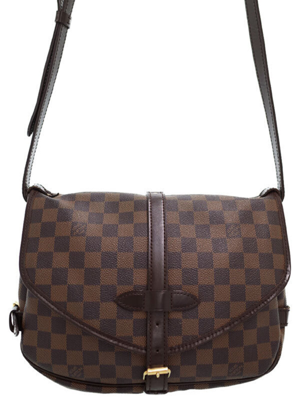 Louis Vuitton Damier Crossbody Bag Canvas Leather Brown